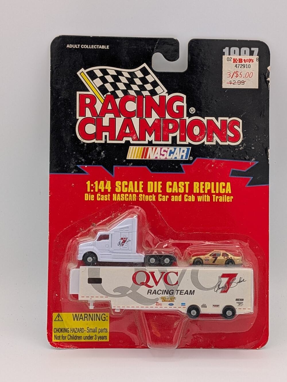 1:144 #7 GEOFF BODINE QVC RACING CHAMPIONS TRANSPORTER HAULER & GOLD CAR 1997